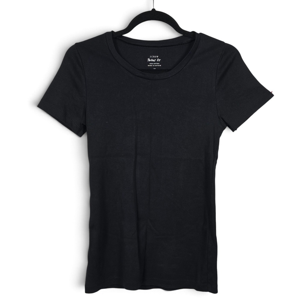 J.Crew T-Shirt Women Medium Perfect Fit Black Cotton Short Sleeve Top Basic Tee